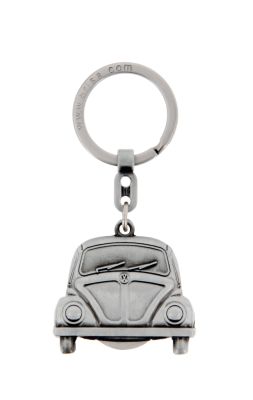 VW Käfer Schlüsselanhänger mit Einkaufswagenchip in Geschenkdose - Antiksilberoptik - BEKH21